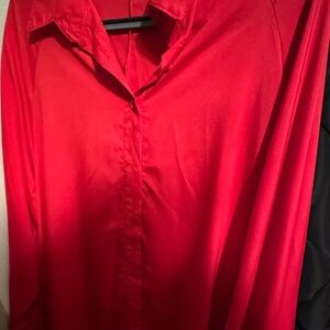 Vibrant Red Button-Up Shirt